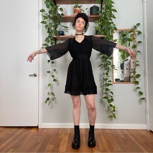 Vivienne Tam Black Cutout Sheer Babydoll Dress - S